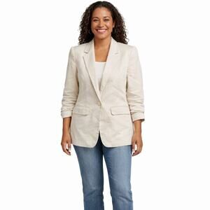 Alice + Olivia Linen Blend Blazer Jacket Women's XS Off White Office Career